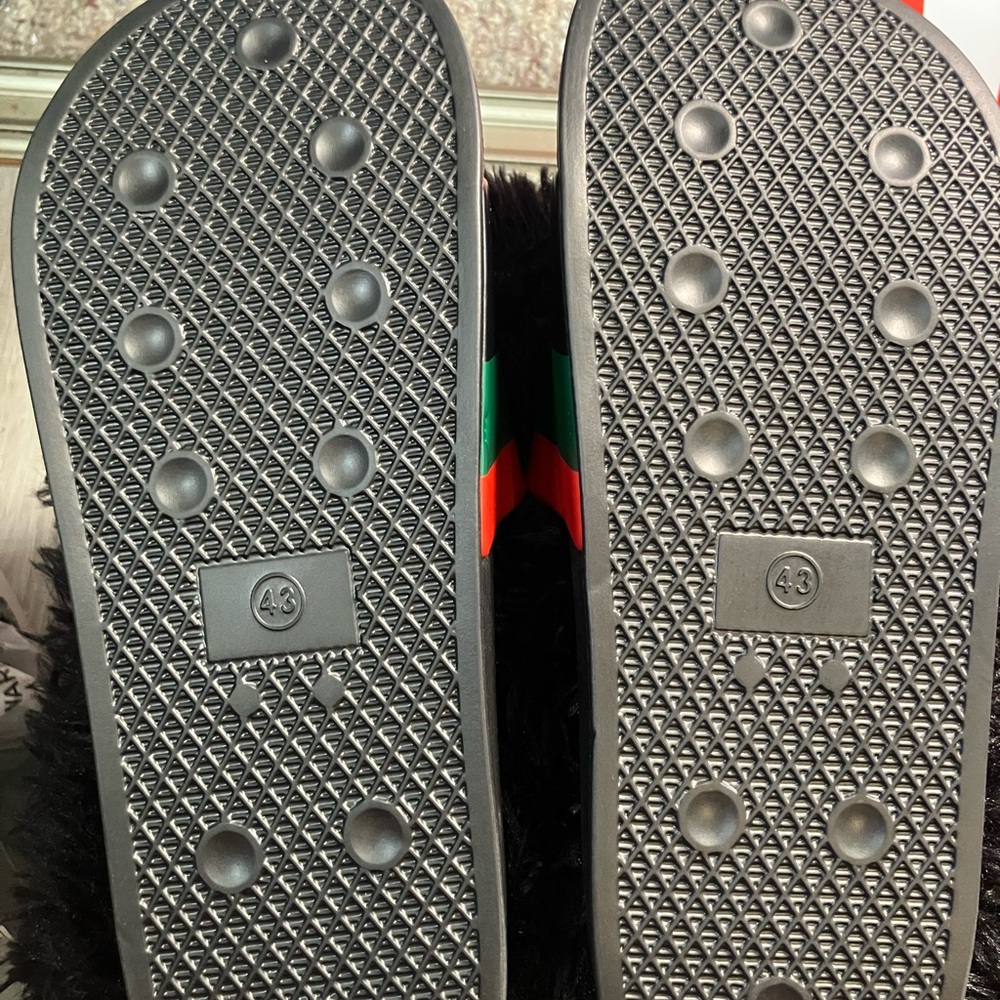 SHEIN Black Slide Sandals with Red and Green Stripes - Picture 7 of 7